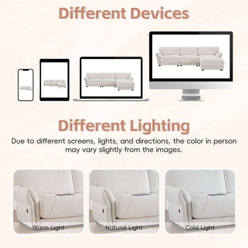 110' Modular Sectional Sofa, L-Shape with Extra-Wide Seat Cushion, USB